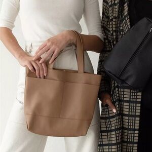Hannah Emile Marche Leather Tote in Beige